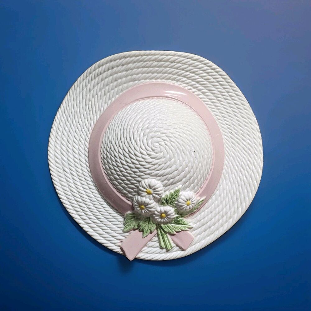 🌸 BURWOOD Syroco DART Straw Bonnet WALL POCKET Plastic Planter 1985